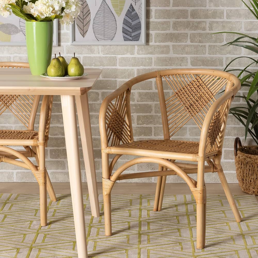 Baxton Studio Kagama Modern Bohemian Natural Brown Rattan Dining Chair | Amazon (CA)