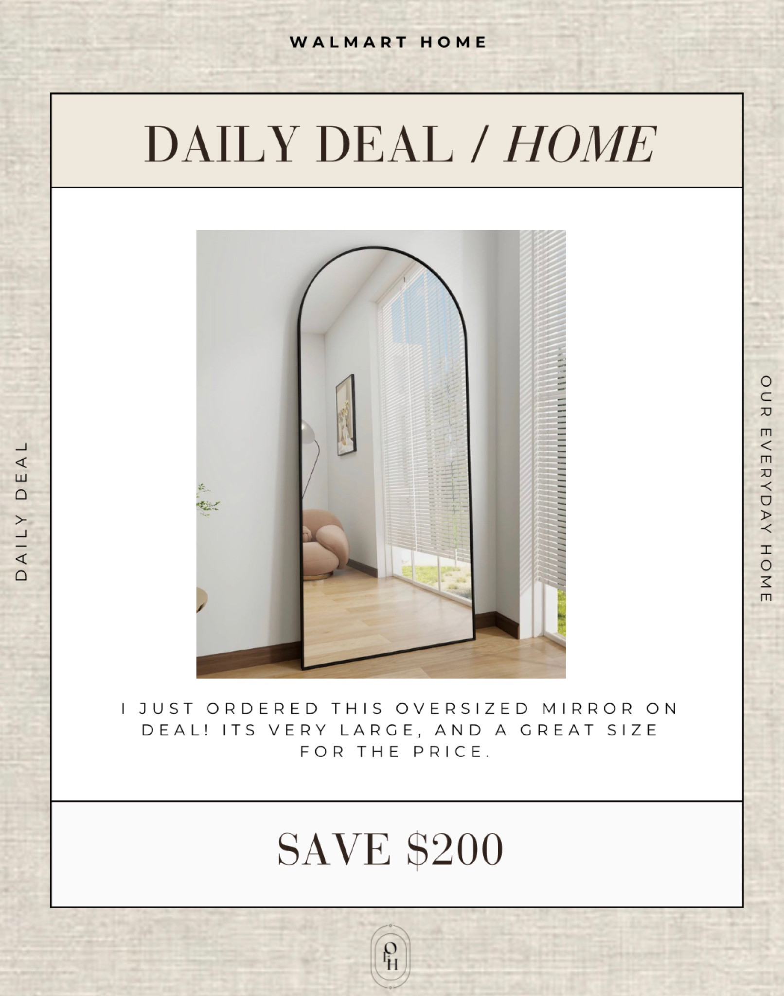 Walmart home oversized mirror, Area rug, home, console, wall art, swivel chair, side table, sconces, coffee table tray, coffee table decor, bedroom, dining room, kitchen, light fixture, amazon, Walmart, neutral decor, black and white decor, budget friendly decor, affordable home decor, our everyday home, home office, tv stand, sectional sofa, dining table, dining room, amazon home finds 

#LTKstyletip #LTKsalealert #LTKhome