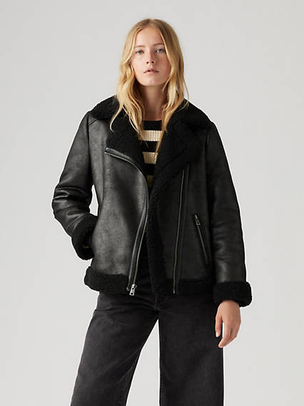 Levi's Faux Shearling Moto Jacket - Women's L | Levi's US