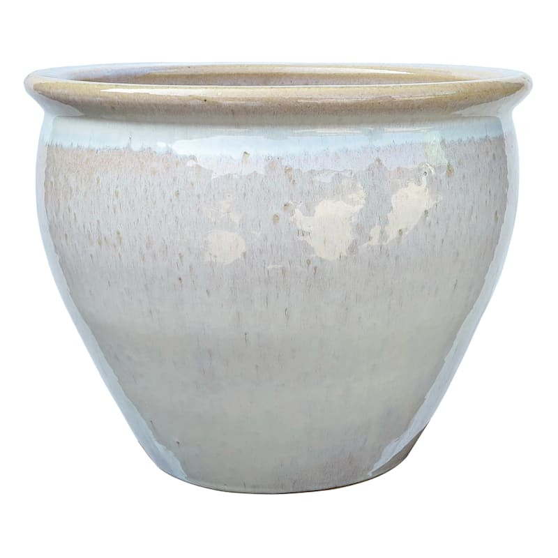 Mews White Ceramic Outdoor Planter, Medium | At Home