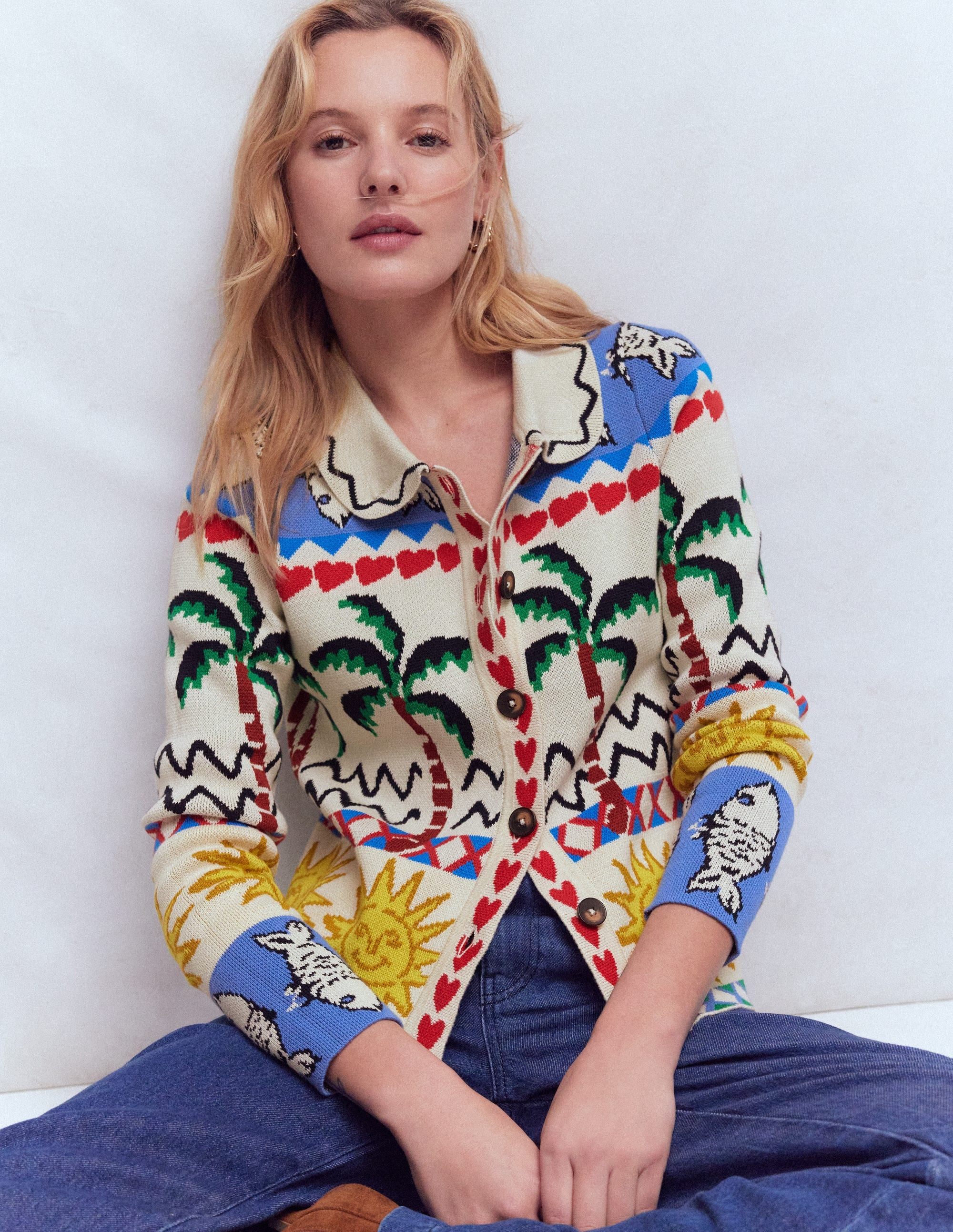 Jacquard Knitted Shacket-Warm Ivory, Novelty | Boden (US)