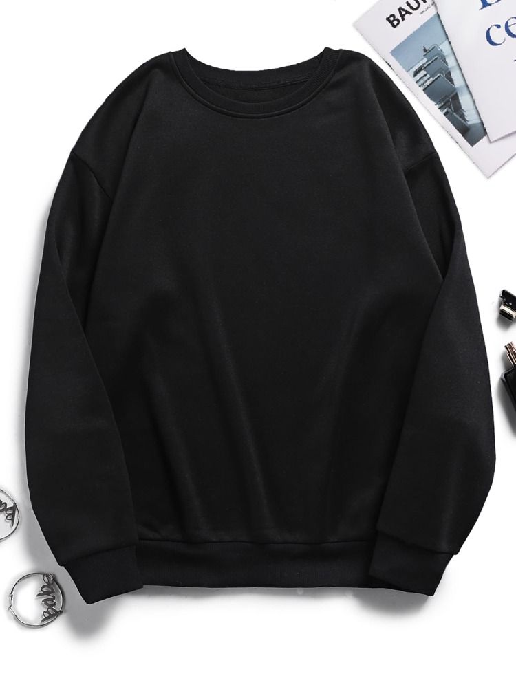 Solid Round Neck Thermal Pullover | SHEIN