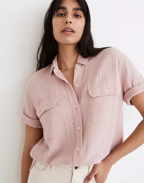 Lightspun Short-Sleeve Flap-Pocket Shirt | Madewell