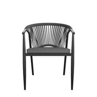 Cosco CosmoLiving by Cosmopolitan Circi Stacking Metal Outdoor Dining Chair with Gray Cushion (4-... | The Home Depot