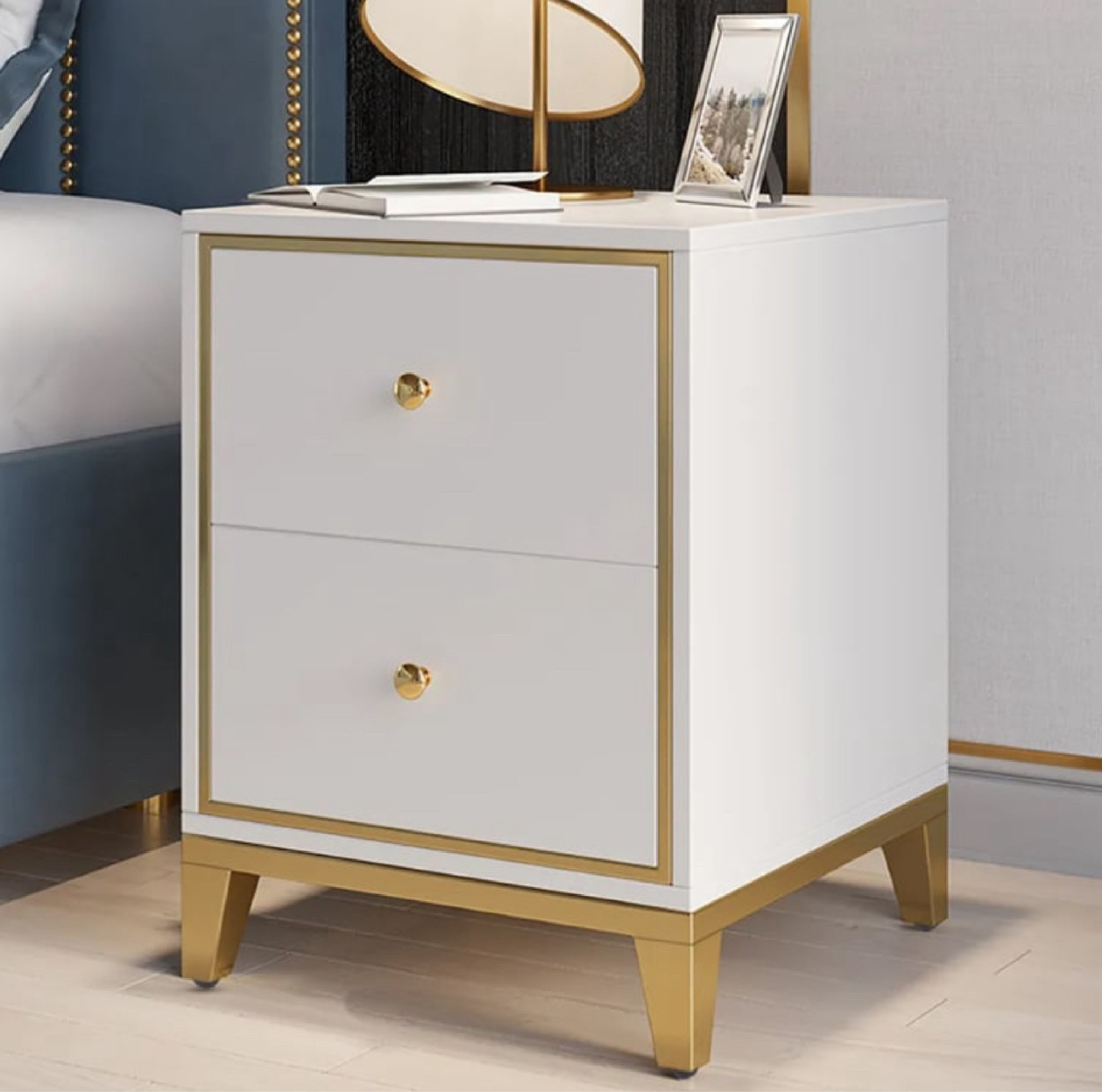 Modern White Nightstand With 2-Drawer And Gold Legs

#LTKHome #LTKStyleTip