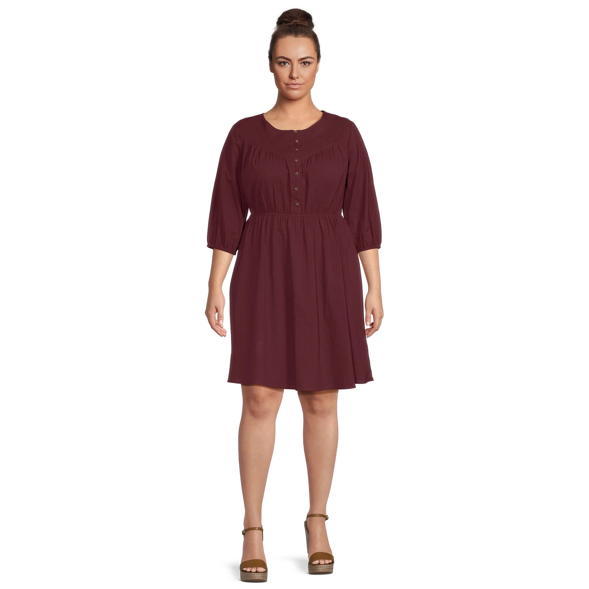 Terra & Sky Women's Plus Size Button Front Dress | Walmart (US)