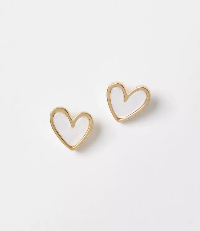 Mother of Pearl Heart Stud Earrings | LOFT