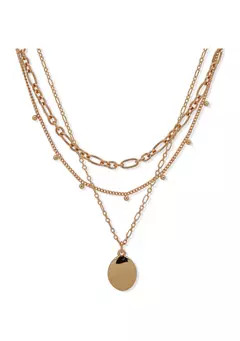 Nine West Silver Tone 17" Wavy Texture Multirow Necklace | Belk