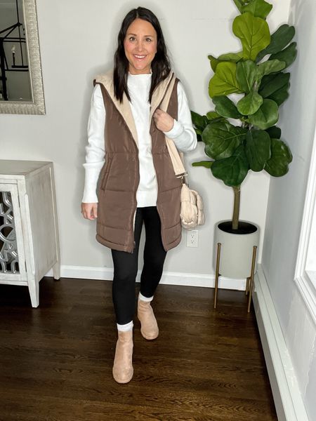 Casual winter outfit | petite style | fleece legging outfit | two ways | reversible vest wearing a small in it all

#LTKfindsunder50 #LTKsalealert #LTKstyletip