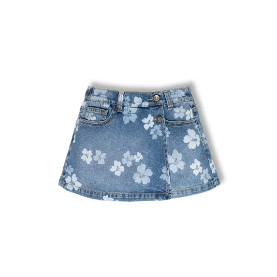 Wonder Nation Girls Floral Denim Skort, Sizes 4-18 & Plus | Walmart (US)