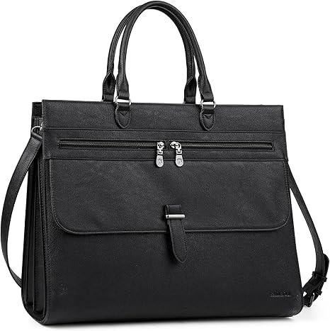 Leather Briefcase for Women, Designer 15.6 inch Laptop Bag, Tote Shoulder Handbag for Teacher Bus... | Amazon (US)