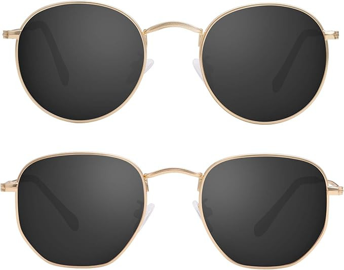 GRFISIA Small Round Polarized Sunglasses Women and Men Vintage Hexagon Square Sun glasses UV400 ... | Amazon (US)