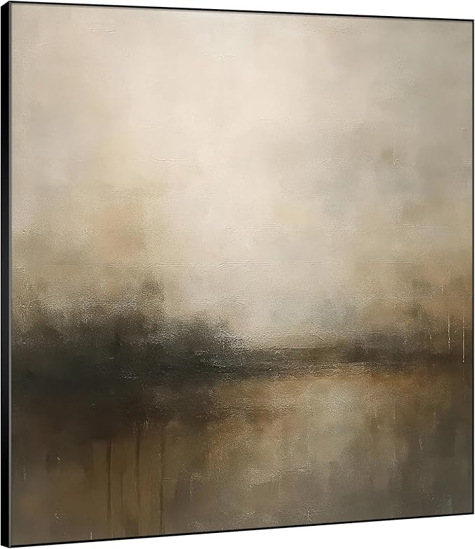 SIGNWIN 72"x72" Extra Large Framed Wall Art Abstract Neutral Landscape in Beige and Brown Tones I... | Amazon (US)