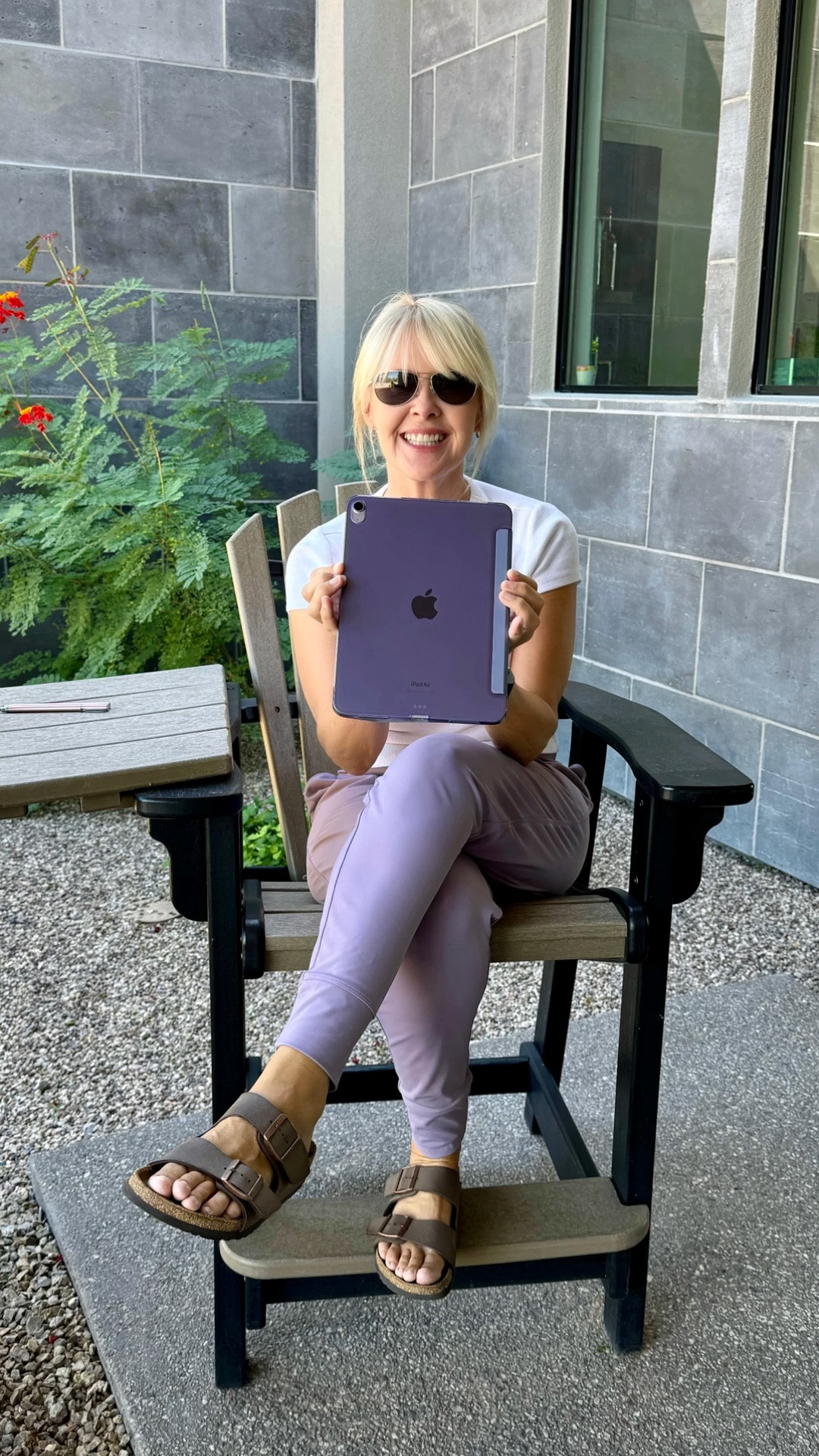 I couldn’t believe how inexpensive this generic iPad case was! The back is transparent, so the apple logo from your device shows through. And you can fold the flap to stand your iPad up. I love using this universal touchscreen pen instead of my finger to type on my tablet or phone. (It comes with different sized rubber tips, so it’s perfect for editing pictures, too.) And I’ve tagged the best screen cleaner! (It’s fragrance free, and contains no harmful chemicals) 😊
Oh, and I just realized my joggers match the case, lol.

#LTKFindsUnder50