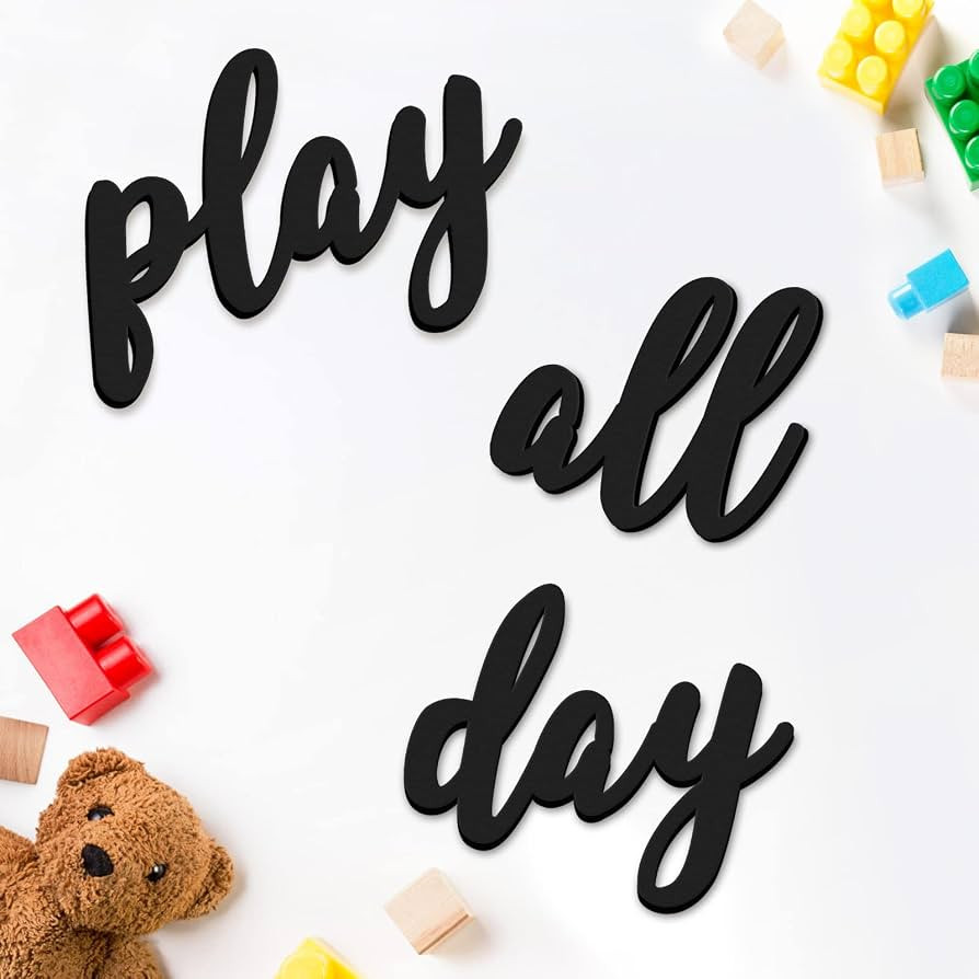 Xylolfsty Playroom Wall Decor, Play Room Daycare Wall Decoration Wood Play All Day Sign Inspirati... | Amazon (US)