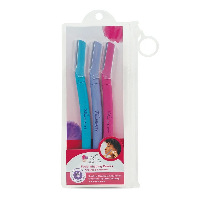 Plum Beauty Facial Shaping Razors, Facial Dermaplaning Tools, Skin Safe, Hair Removal for Eyes & ... | Walmart (US)