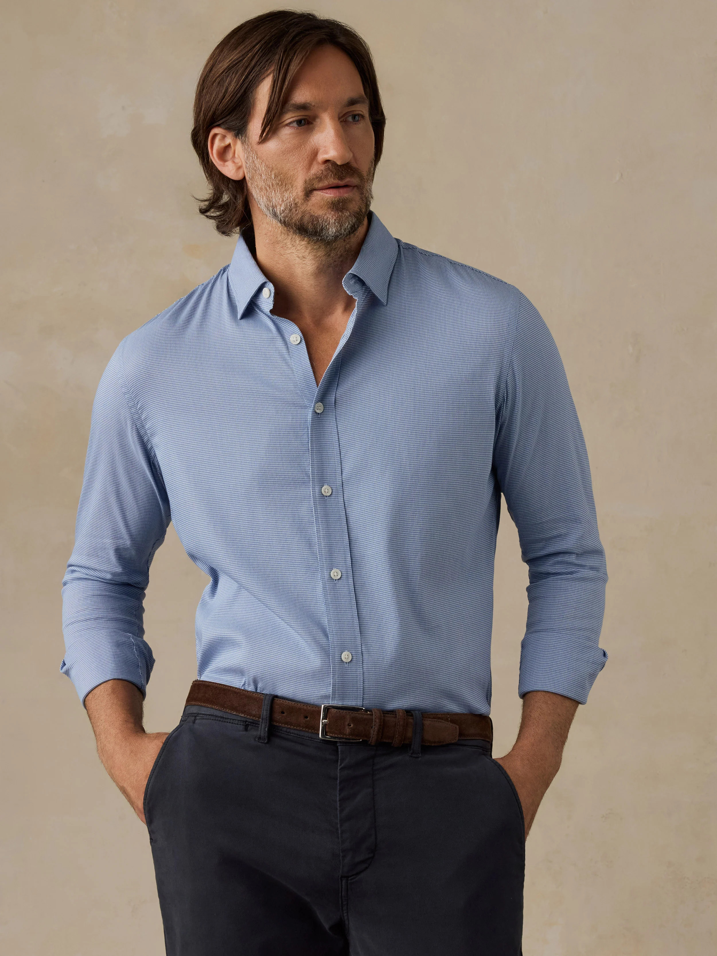 The Movement Shirt - Azure Pincheck | Faherty