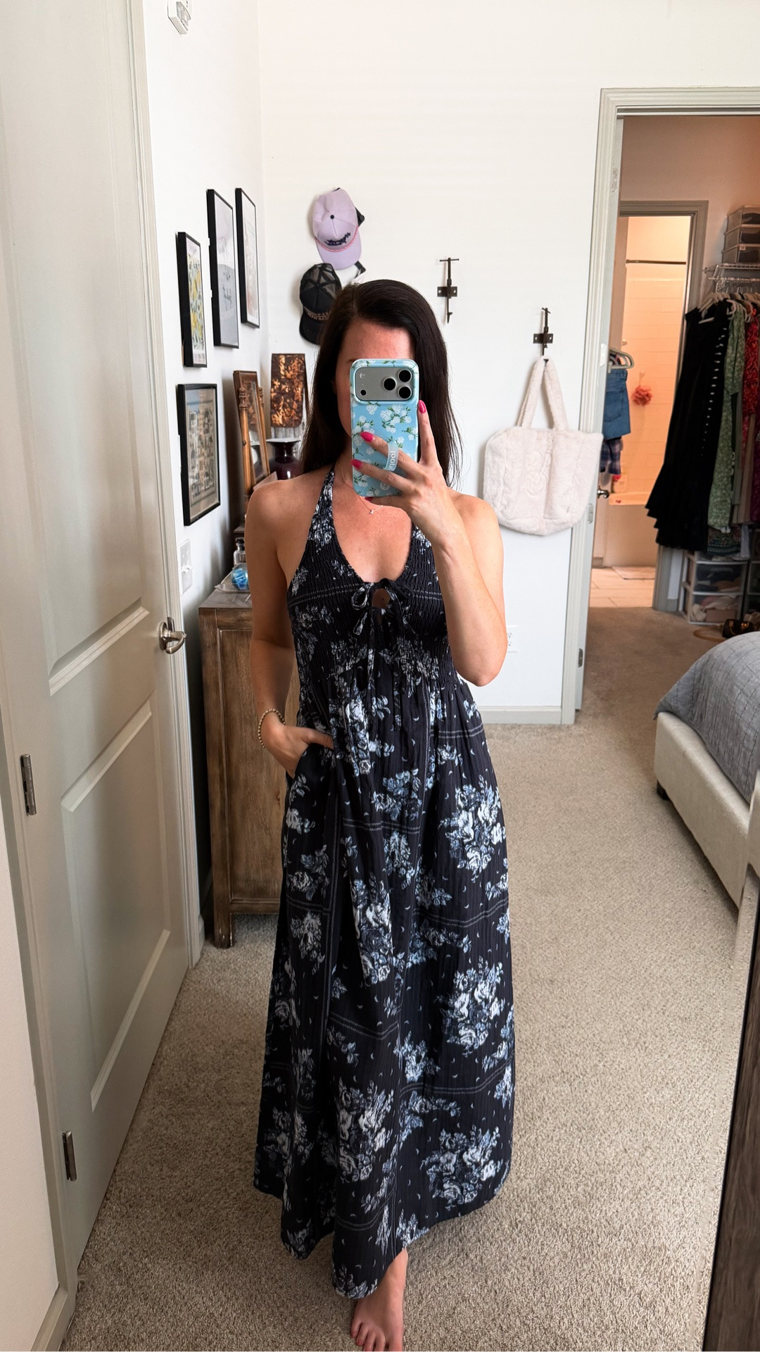 Navy blue dress // dresses under $50 // target finds // midi dress // summer // beach vacation // halter neck dress