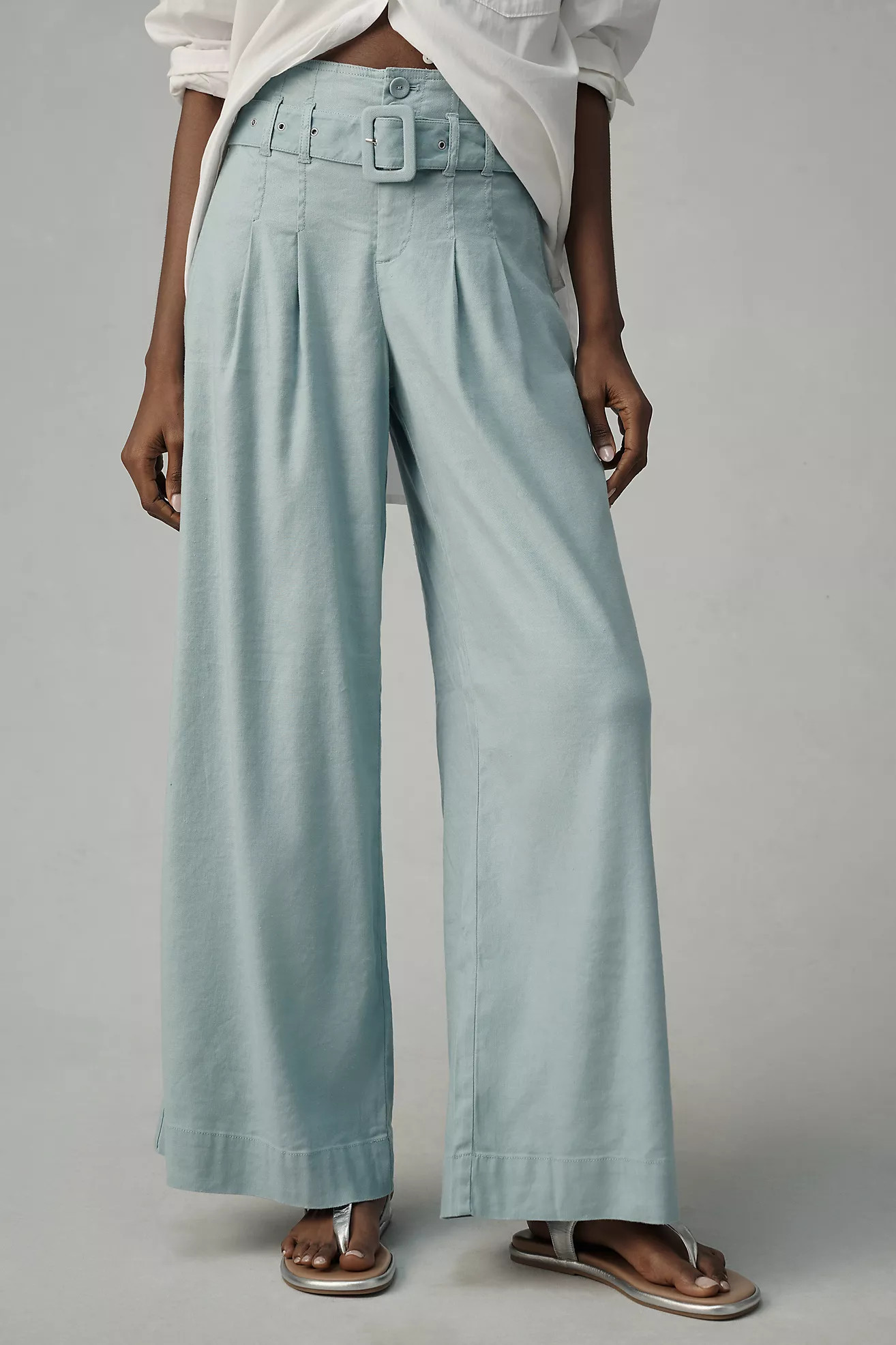 By Anthropologie Linen Belted Wide-Leg Pants | Anthropologie (US)