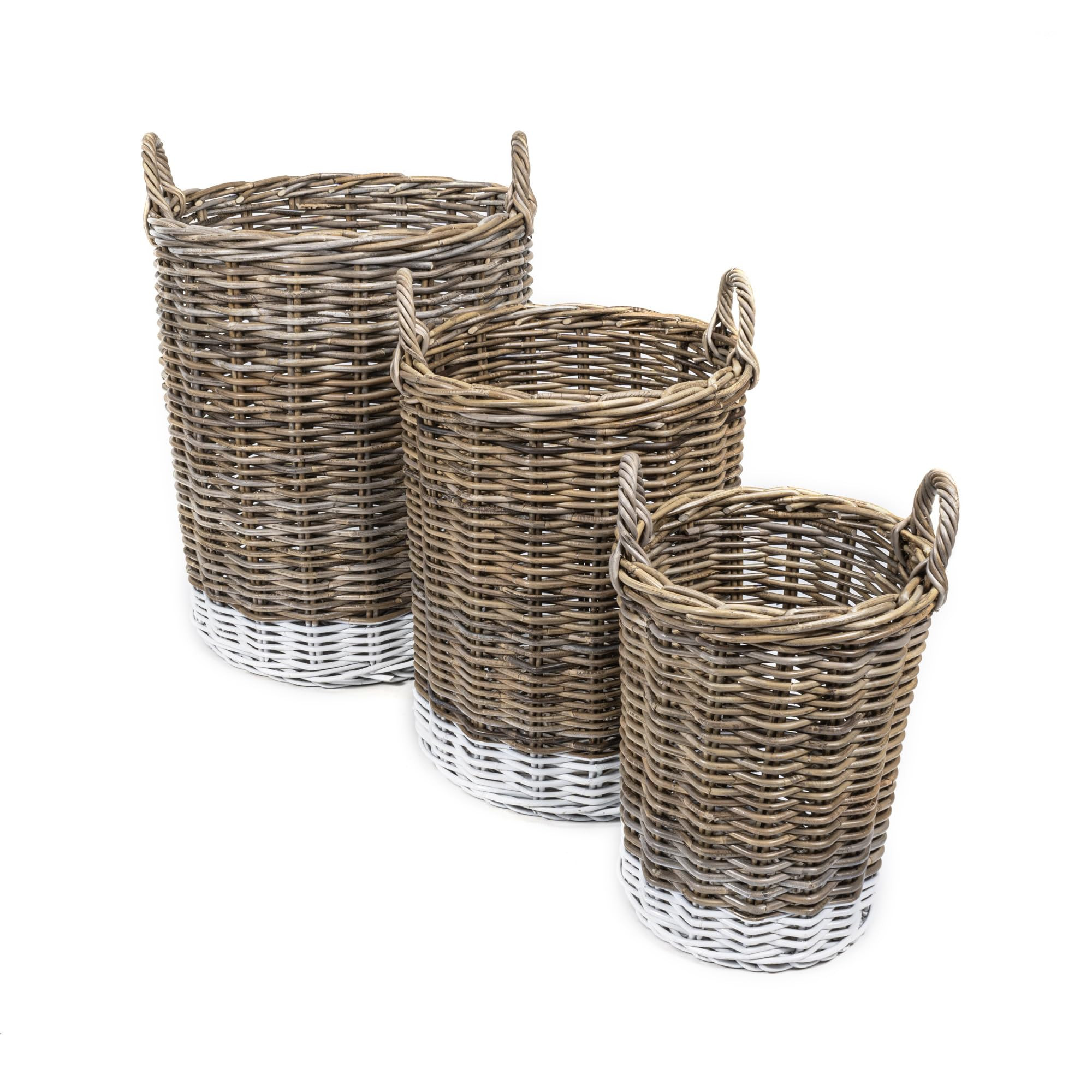 happimess BSK1000A-3SET Ternion Cottage Hand-Woven Rattan Nesting Baskets with Handles for Storag... | Amazon (US)