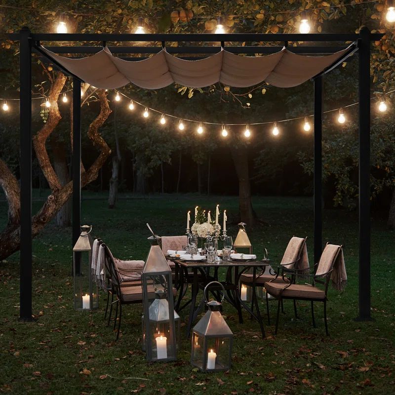 13 Ft. W x 10 Ft. D Metal Pergola with Canopy | Wayfair North America