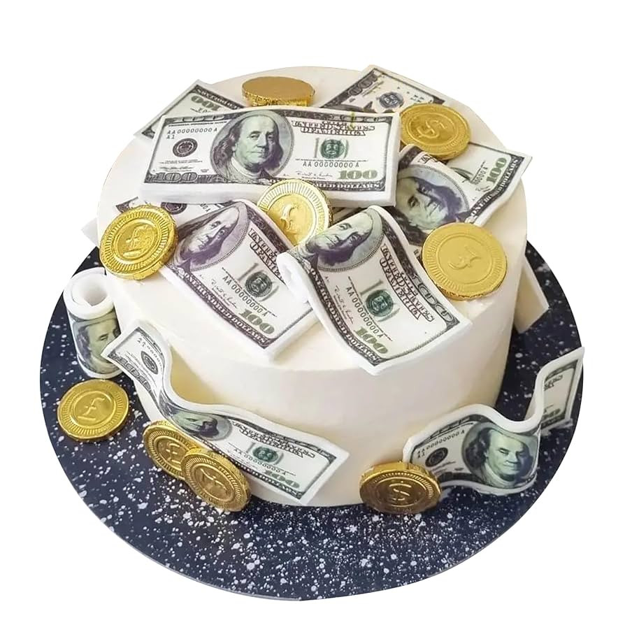 50 Pack Edible Money Cake Topper, Edible 100 Dollar Bill Image Cupcake Toppers, Edible Money Imag... | Amazon (US)
