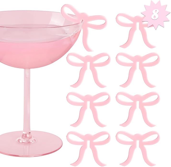 xo, Fetti Pink Bow Drink Markers - 8 count, 2" | Tying the Knot Bachelorette Party, Coquette Birt... | Amazon (US)