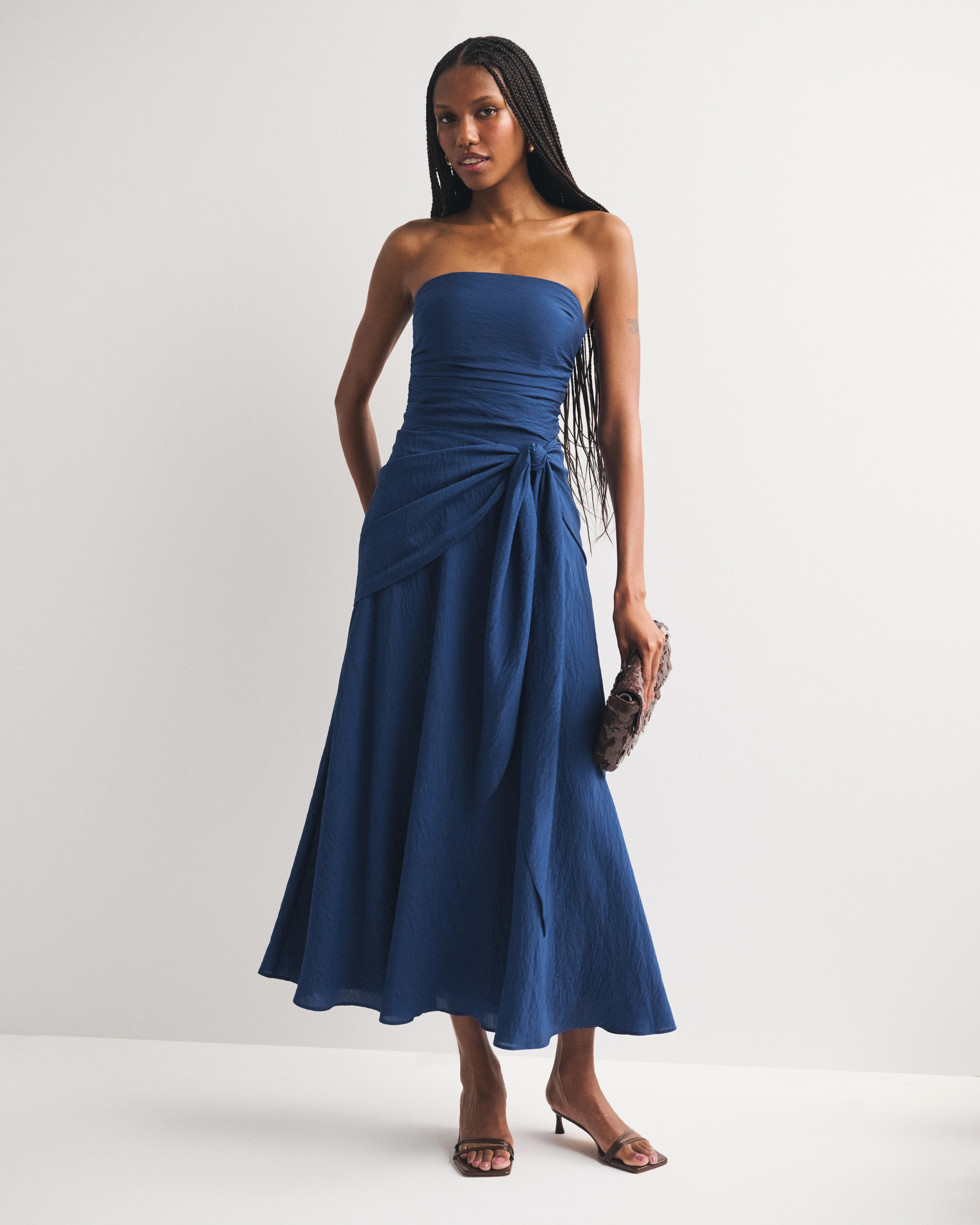 Bra-Free Strapless Draped Maxi Dress | Abercrombie & Fitch (US)