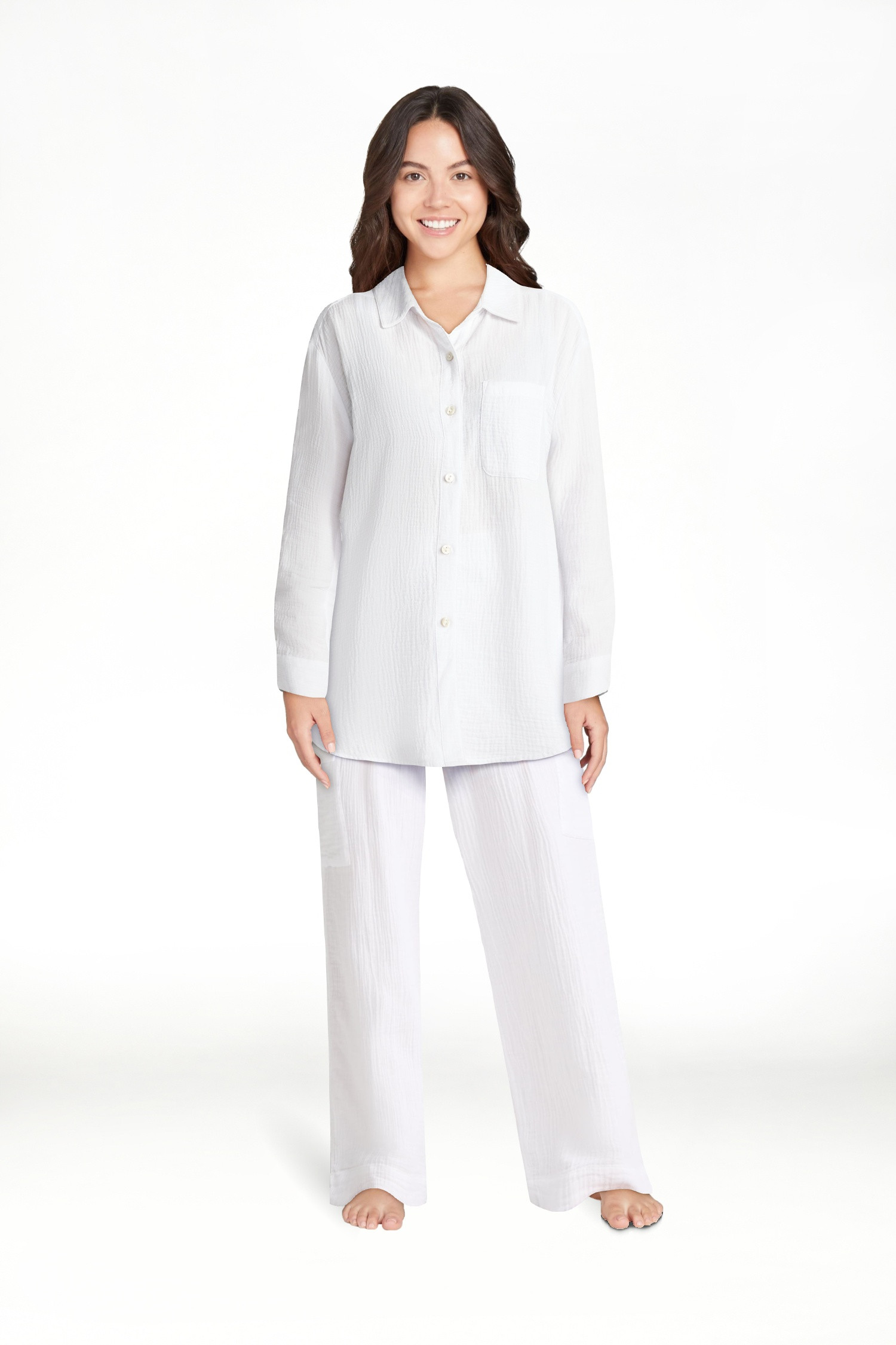 Time and Tru Women's and Women's Plus Cotton Button Up Coverup Shirt, Sizes XS-3X | Walmart (US)