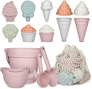 MarcZero 17Pcs Silicone Beach Toys,Modern Baby Beach Toys,Travel Friendly Beach Set,Silicone Buck... | Amazon (US)