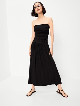 Fit & Flare Drop-Waist Maxi Tube Dress | Old Navy (US)