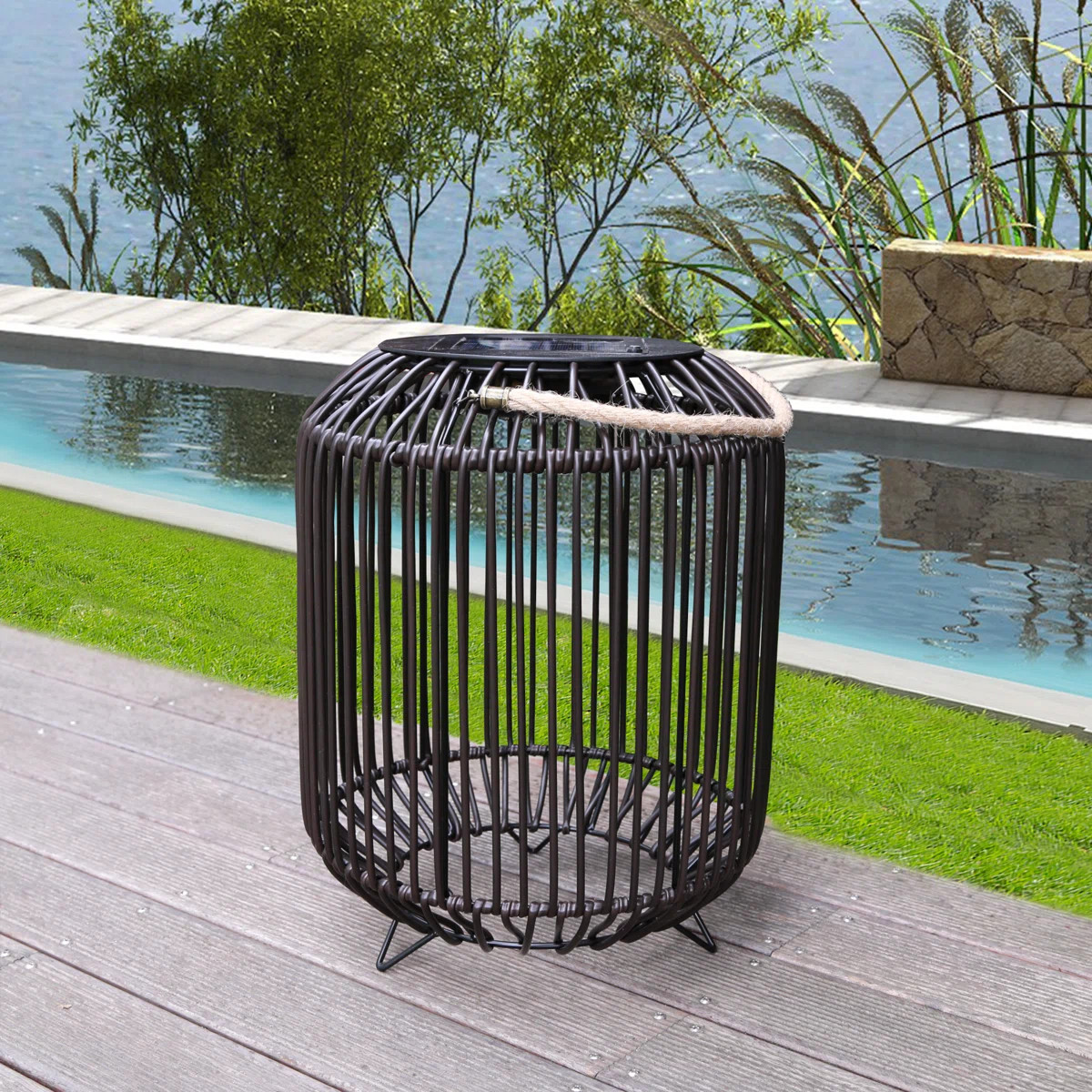 14.8'' Solar Powered Integrated LED Outdoor Floor Lamp | Wayfair North America