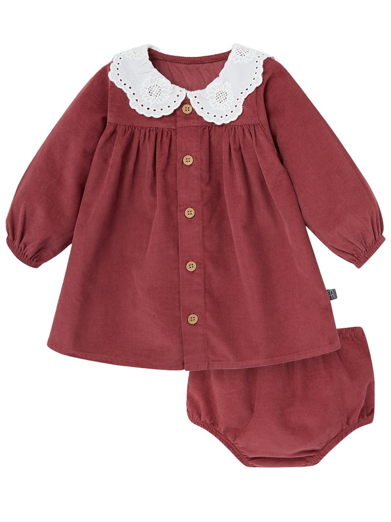 Modern Moments by Gerber Dress With Crochet Lace Collar and Diaper Cover, 2-Piece, Sizes 0/3 Mont... | Walmart (US)