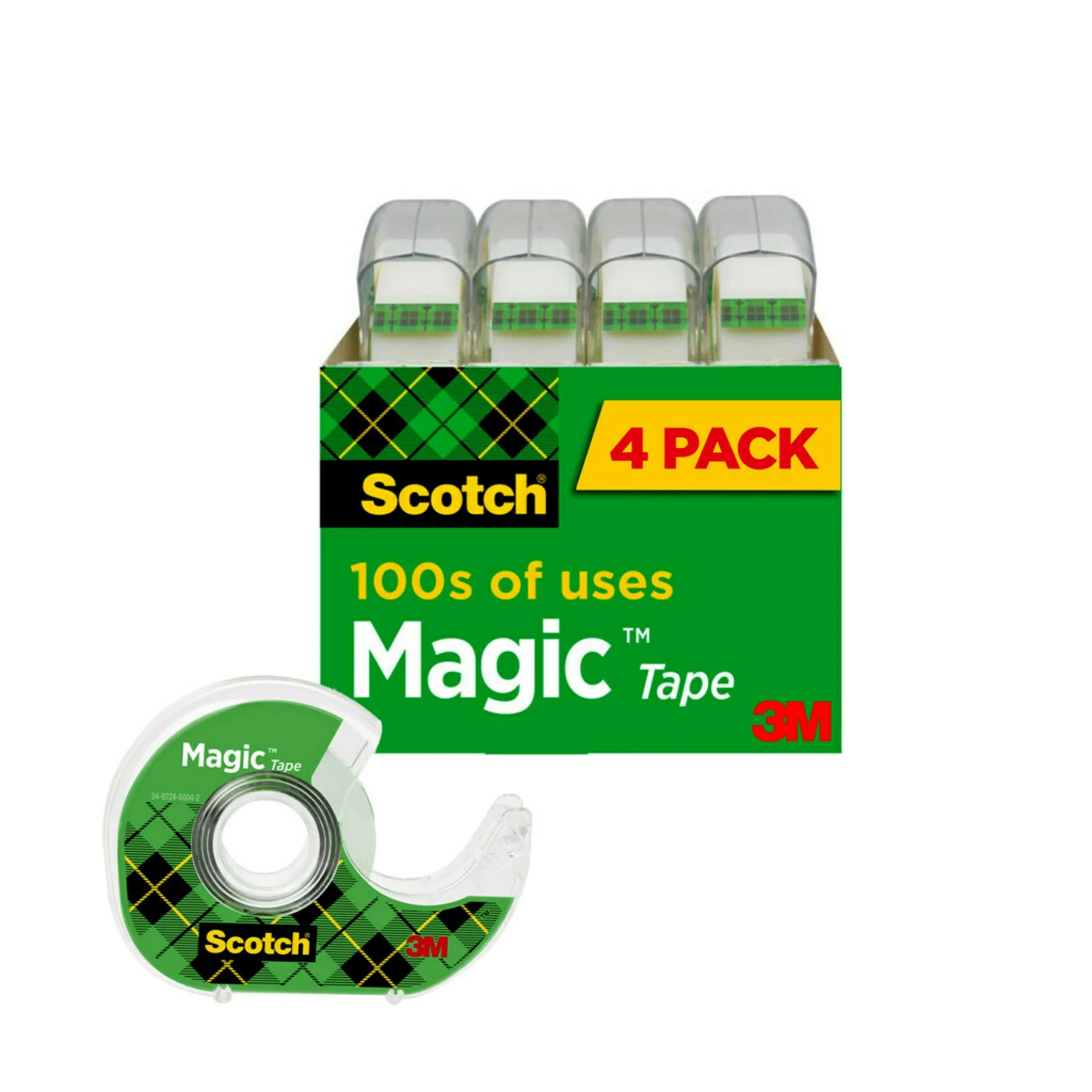Scotch Magic Tape, 3/4 in. x 500 in., 4 Rolls | Walmart (US)