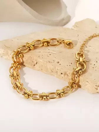 1 stuk Retro 18K verguld Roestvrij Staal Armbanden Waterbestendig Minimalistisch Feest cadeau O-v... | SHEIN