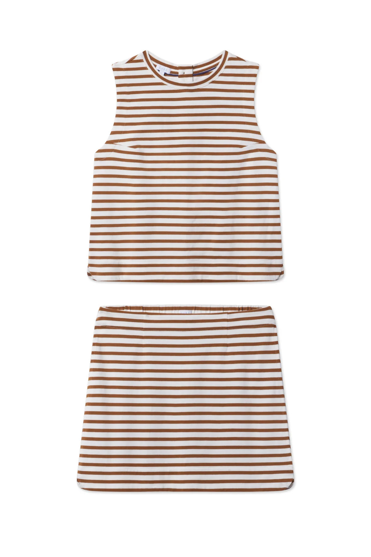 Stroll Skirt Set in Cinnamon Tricot Stripe | Lake Pajamas