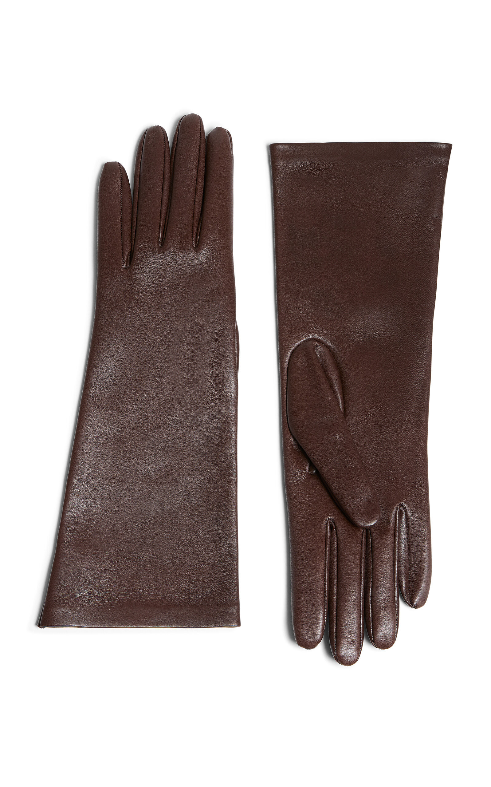 Khaite - Remo Mid Leather Gloves - Brown - 7 - Moda Operandi | Moda Operandi (Global)