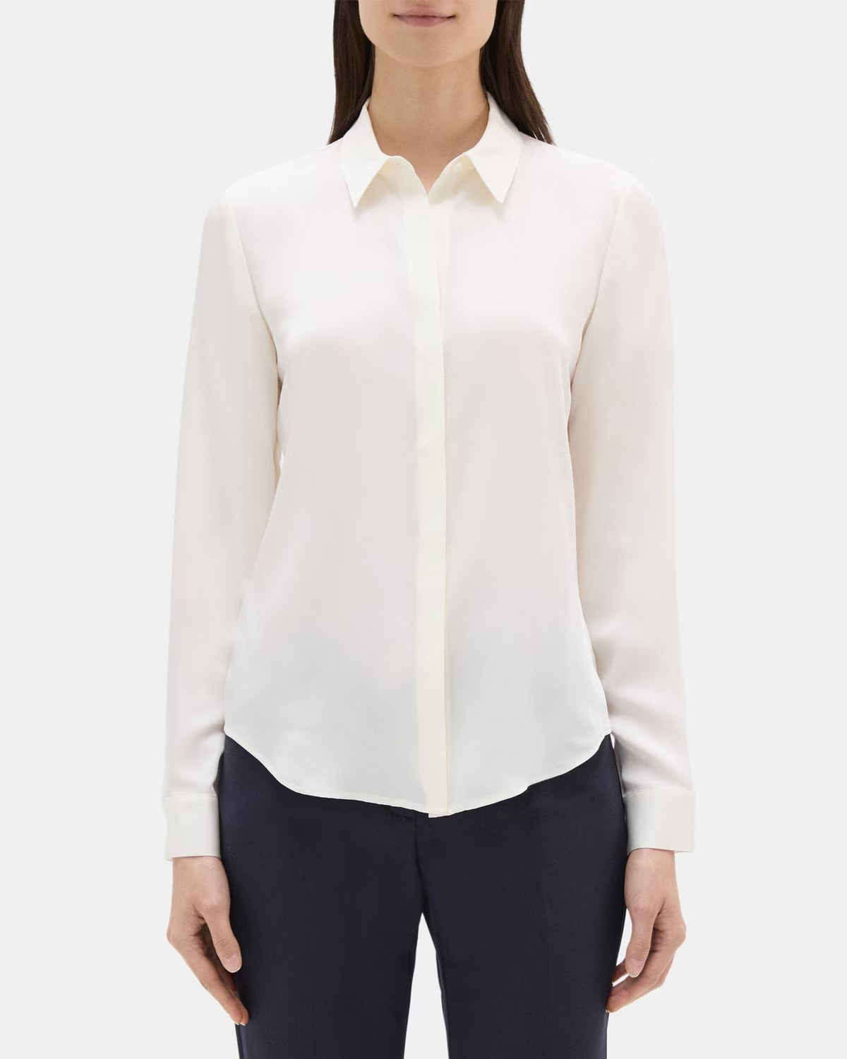 Tailored Shirt in Silk Georgette | Theory Outlet