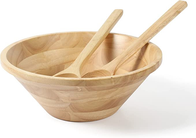 MARTHA STEWART Coban 3 pc 13" Round Wood Salad Bowl W/ 2 Servers | Amazon (US)