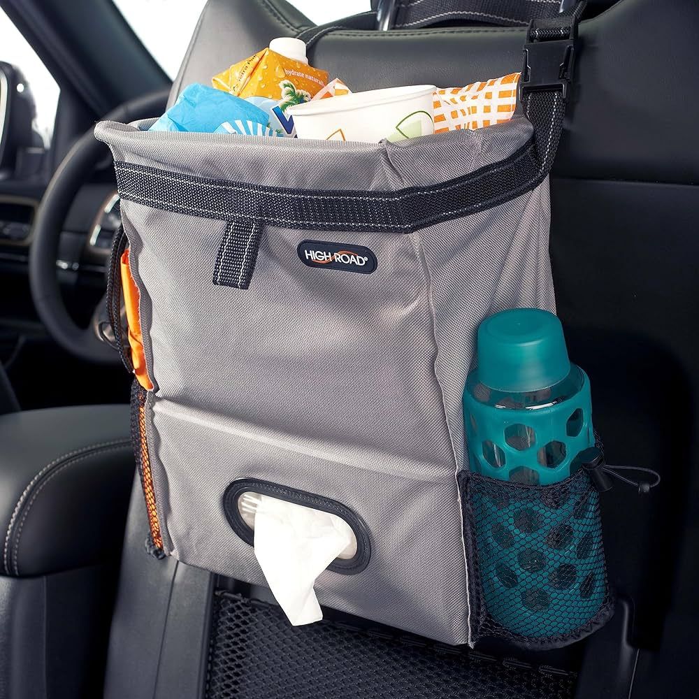 High Road Car Tissue Holder and Seat Back Organizer with Covered Hanging Car Trash Bag and Side P... | Amazon (US)