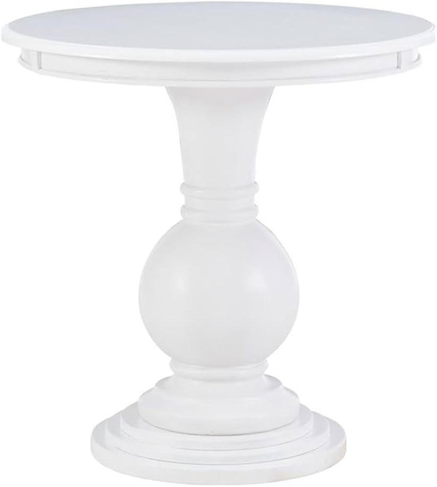 Pemberly Row Round Wood Accent Table, 26 in Height, MDF with Birch Veneer and Solid Wood, White F... | Amazon (US)