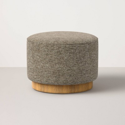 Round Ottoman with Plinth Base Broken Stripe Flax - Hearth & Hand™ with Magnolia | Target