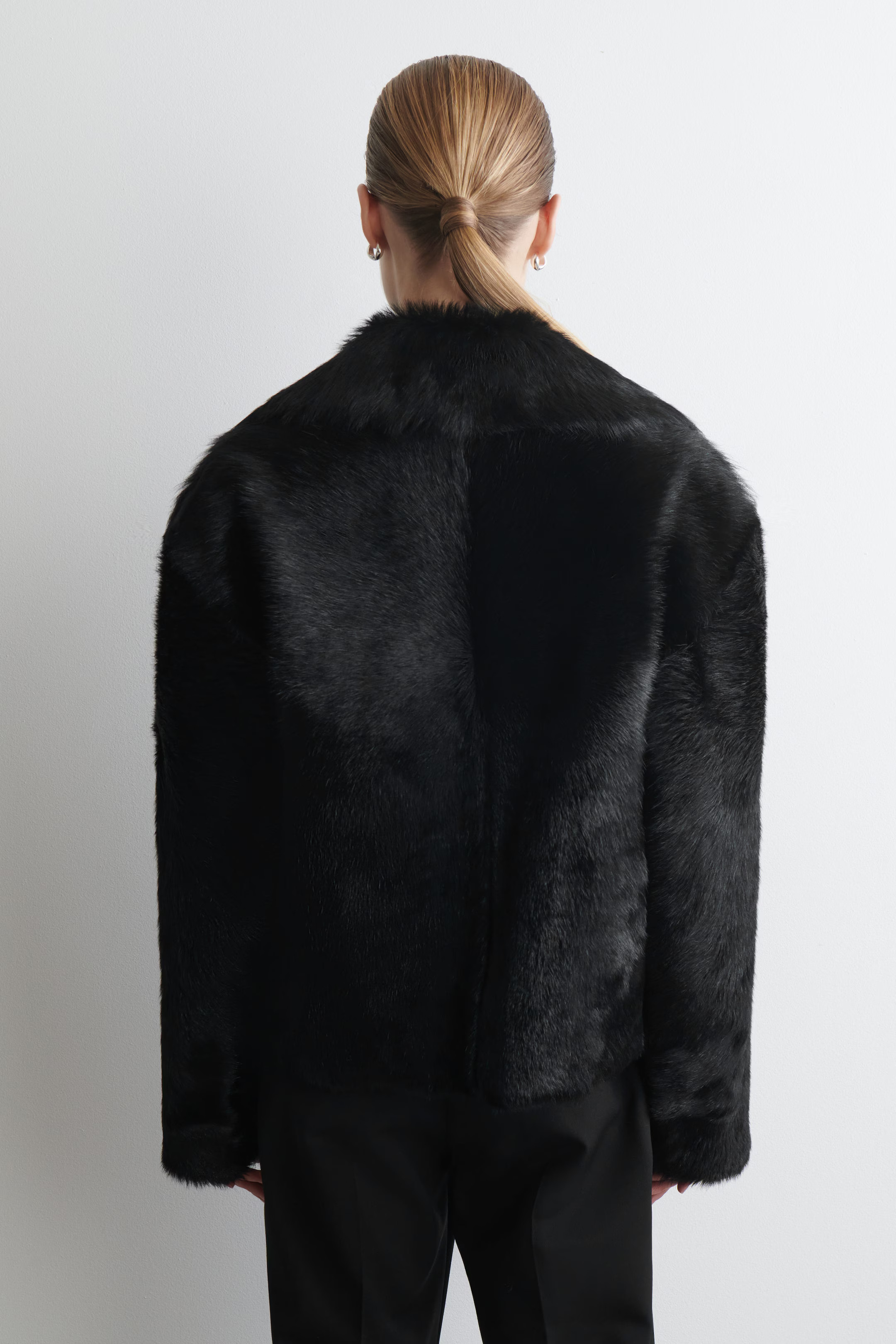 COLLARED PONY HAIR-EFFECT LEATHER JACKET - BLACK | COS GB | COS UK