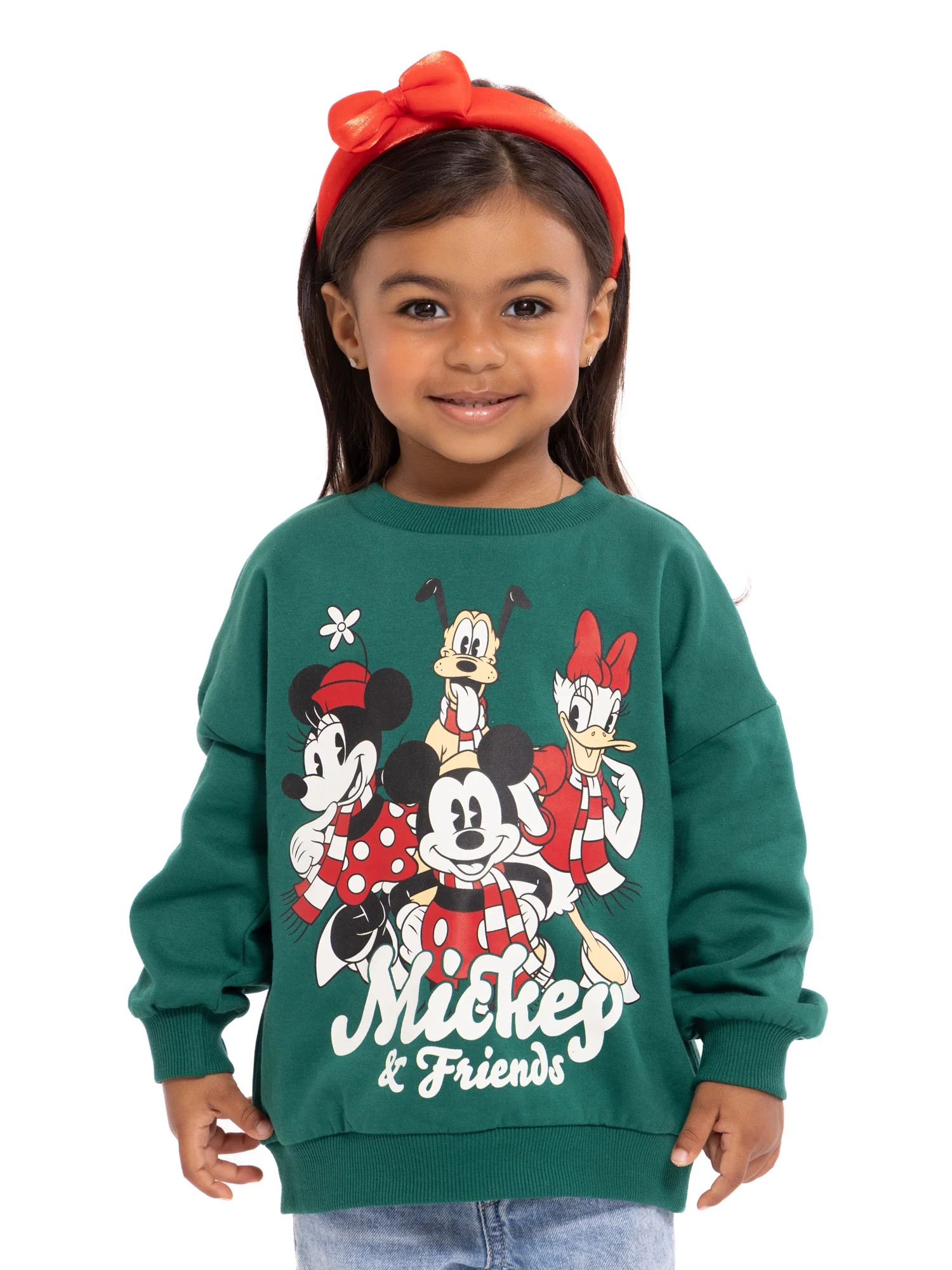 Mickey and Friends Toddler Girls Graphic Crewneck Sweatshirt with Long Sleeves, Sizes 12M-5T | Walmart (US)