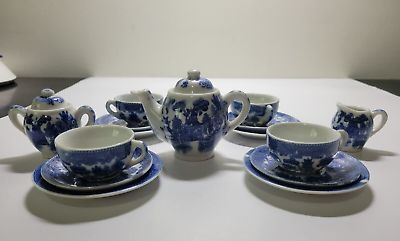 Blue White Willow Child’s Tea / Coffee Miniature Set Made in Japan 17 Piece  | eBay | eBay US