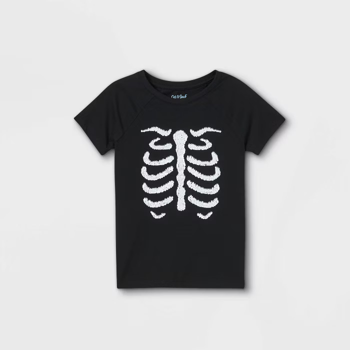 Girls' Flip Sequin Halloween Ribbed Short Sleeve T-Shirt - Cat & Jack™ | Target