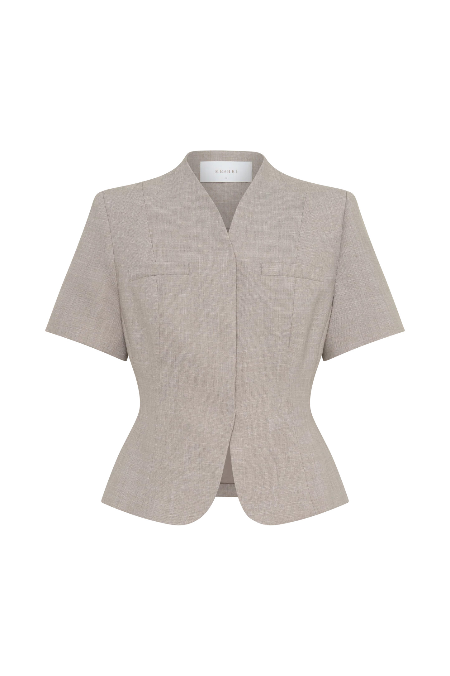 Laila Suiting Short Sleeve Top - Grey | MESHKI US