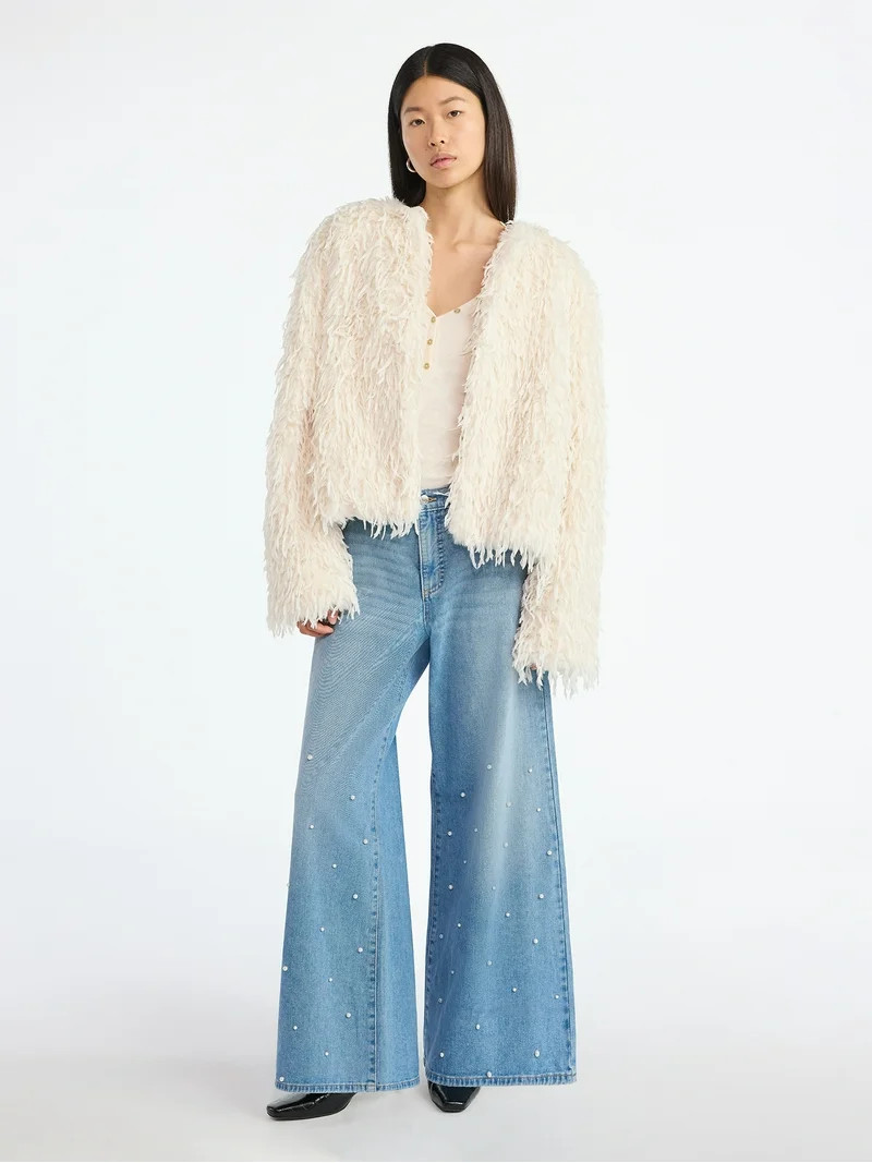 Scoop Women's and Women's Plus Whispy Faux Fur Jacket, Sizes XS-4X | Walmart (US)