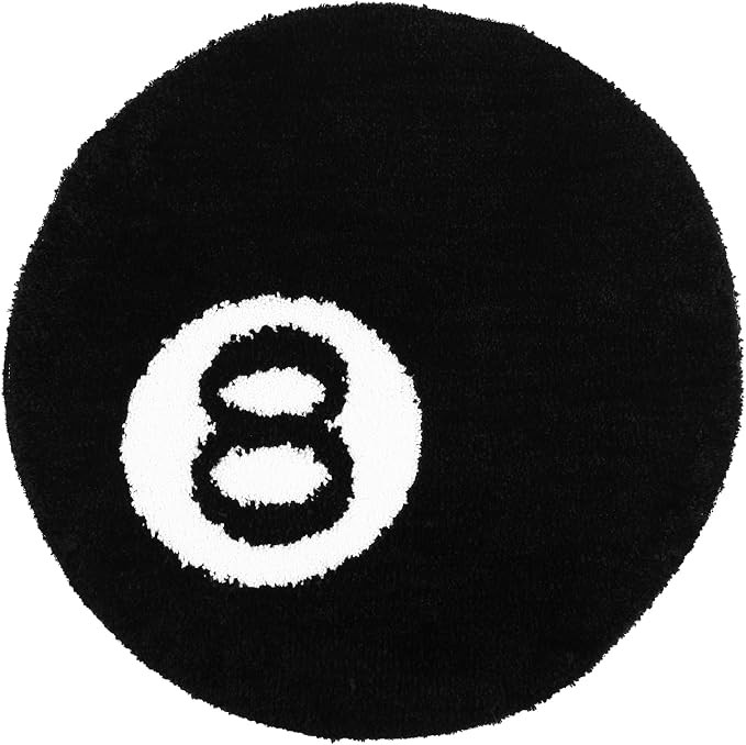 8 Ball Rug Simulation Billiards Round Rugby Decorative Carpet 60CM 80CM Absorbent Non Slip Soft B... | Amazon (UK)