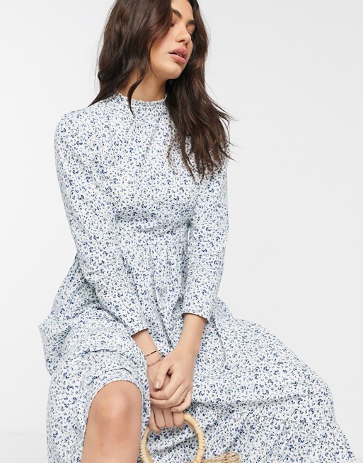ASOS DESIGN cotton poplin tiered maxi dress in ditsy floral print | ASOS (Global)
